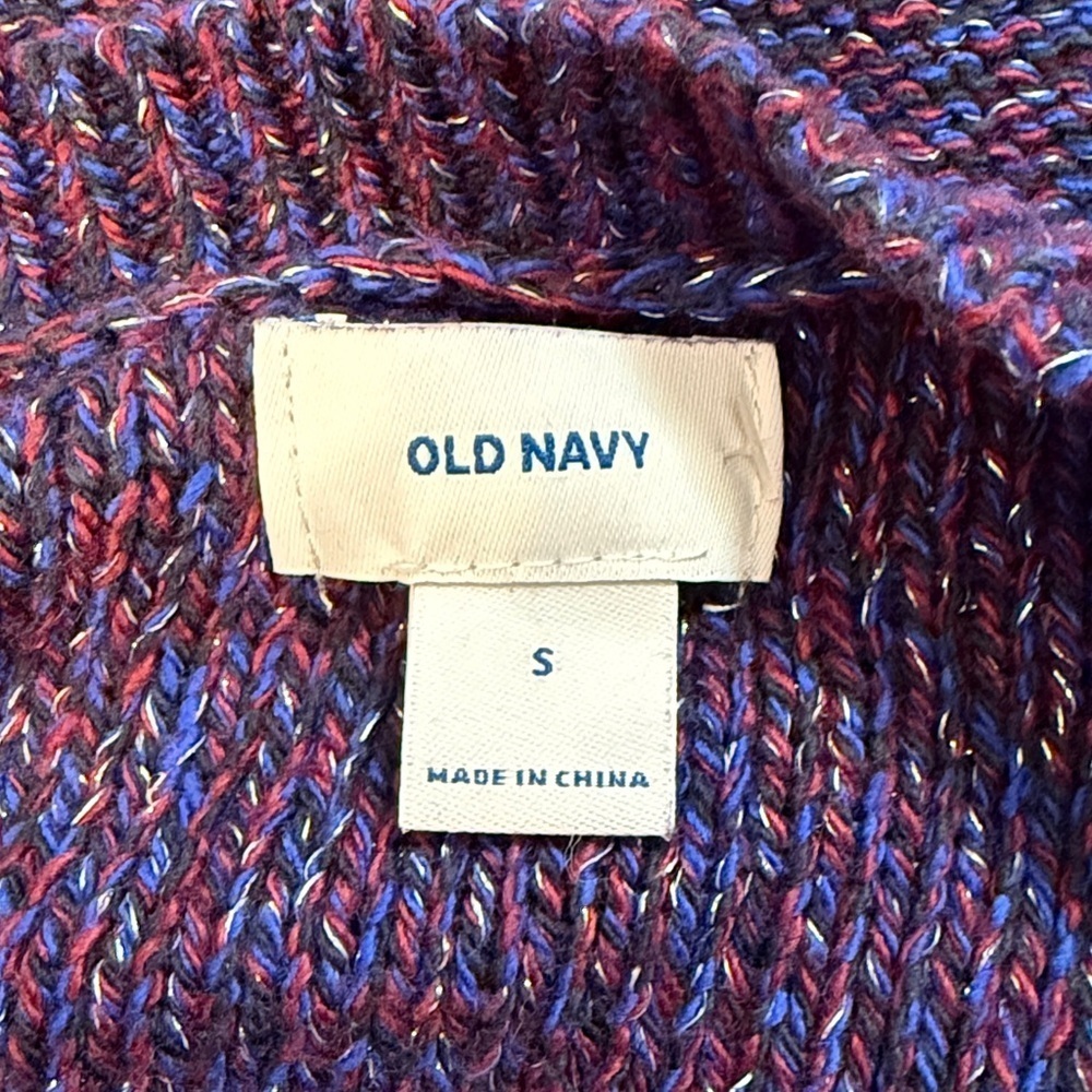 Old Navy Glitter Sparkle Red Blue Purple Hue Sweater Womens S Cable Knit Acrylic - Picture 6 of 7